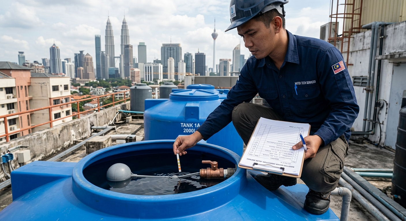 Pemeriksaan berkala dan cuci tangki air ringan dalam pakej penyelenggaraan tangki